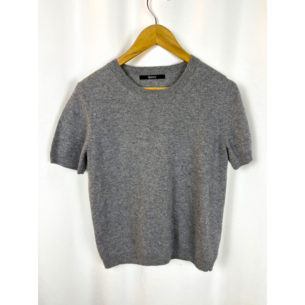 Quince Cashmere Short Sleeve Crewneck Minimalist Quiet Luxury Sweater M